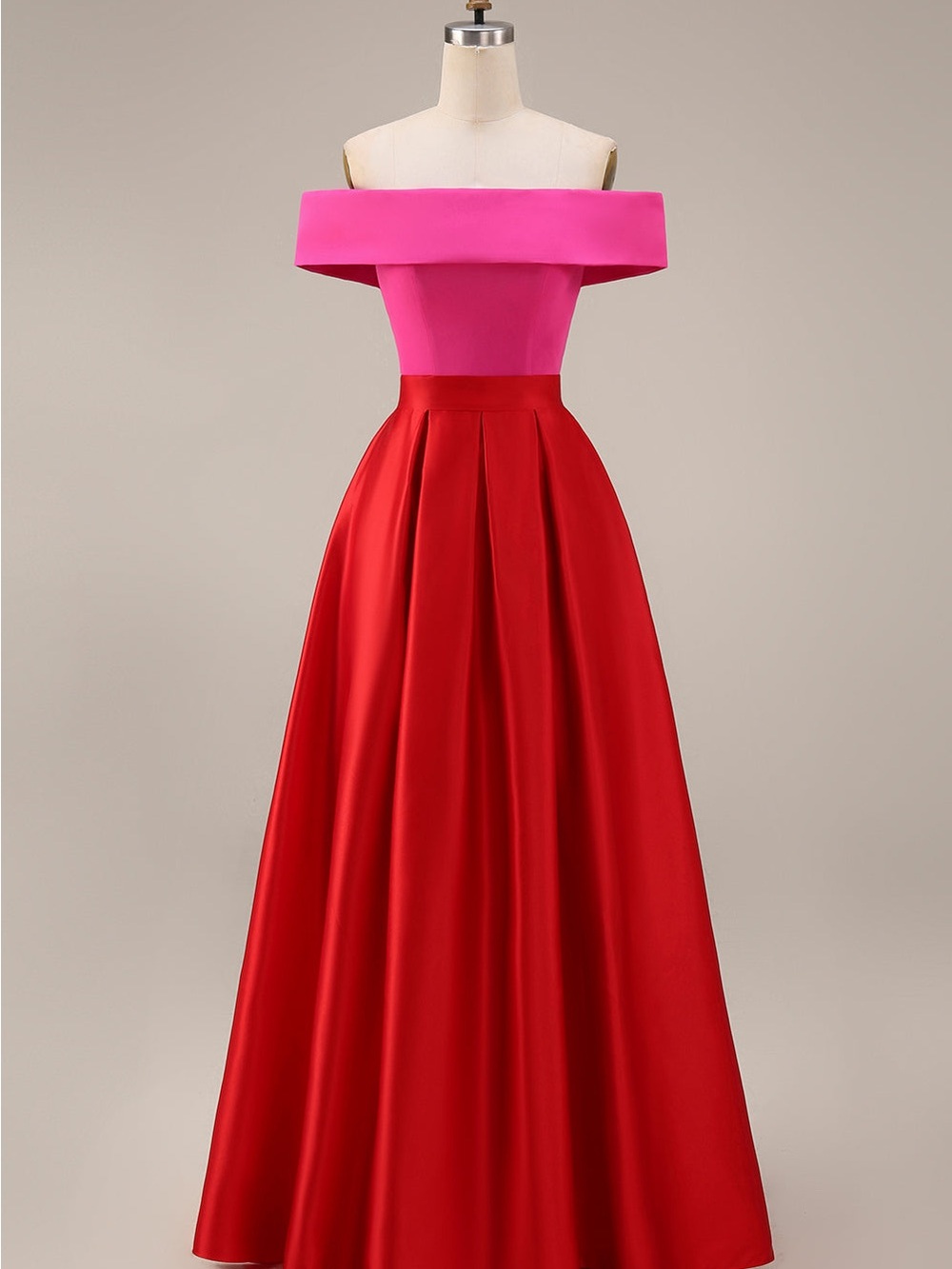 ASOS Two-Tone Pink and Red Off-Shoulder Evening Dress - Picture 4 of 6
